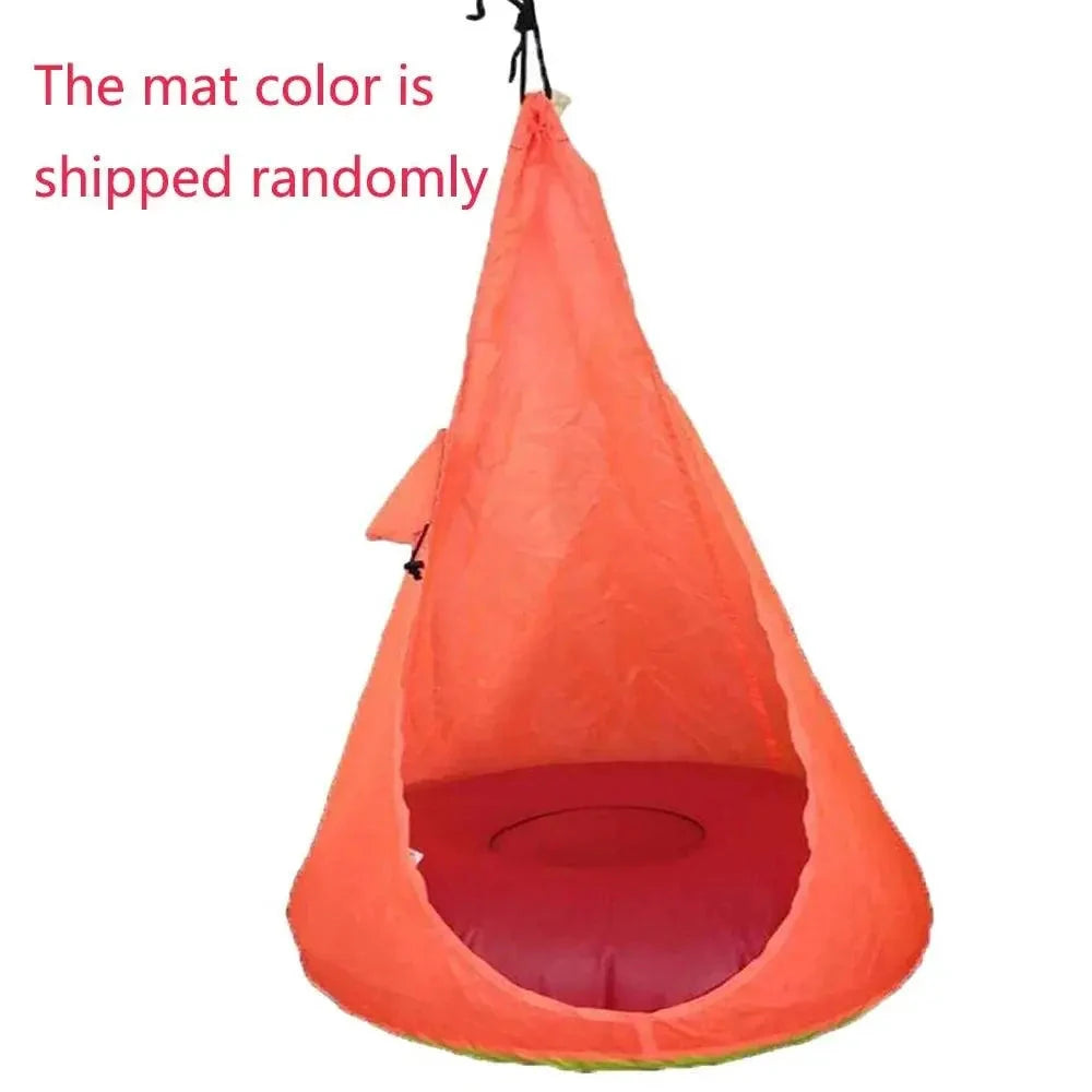 Kid's comfy hammock chair by MANDOTOS, featuring soft fabric and sturdy frame for cozy indoor or outdoor relaxation.