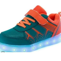 Kids luminous shoes by MANDOTOS featuring glowing soles and colorful design, perfect for children's outdoor activities.