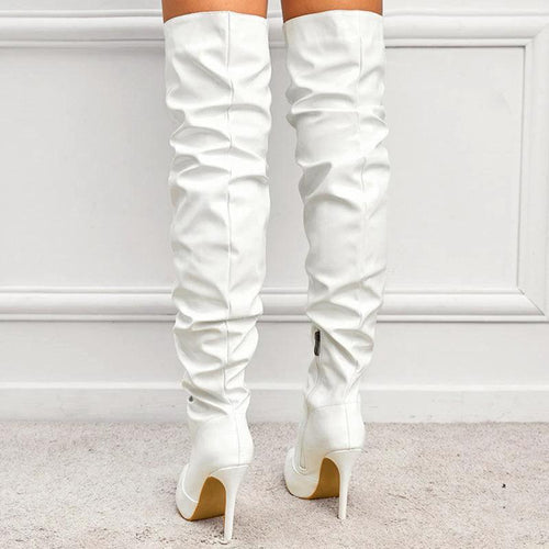Knee High Long Boots Women Fashion Super High Heel Party Shoes - MANDOTOS