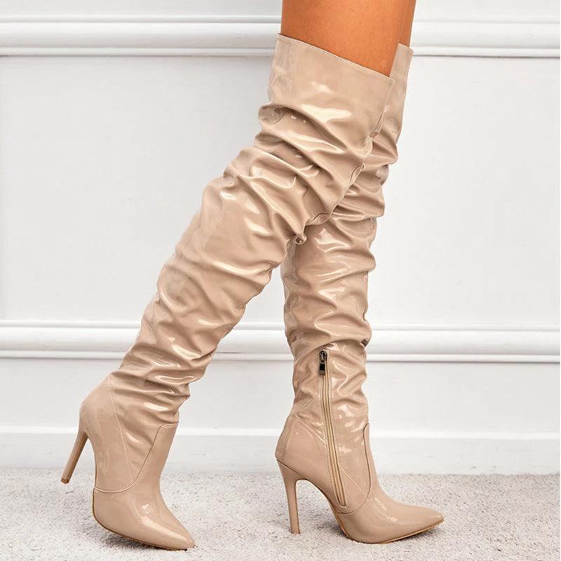 Knee High Long Boots Women Fashion Super High Heel Party Shoes - MANDOTOS