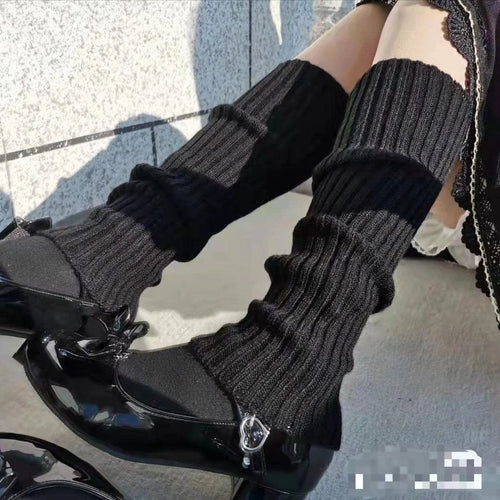 Knitted Warm Daytime Wool Leggings Knee High Socks - MANDOTOS