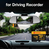 Mandotos KODAK Micro SD memory card in 64GB capacity, with U3 V30 A1 class for car camera, PC, and phone storage.