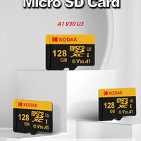 Mandotos Kodak Micro SD Memory Card 64GB with Class 10 U3 V30 A1 speed for car cameras, phones, and PCs.