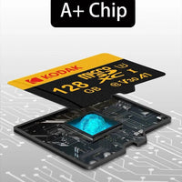 Mandotos KODAK Micro SD memory card in 64GB capacity, with labels showing storage options up to 512GB, U3 V30 A1 rated.