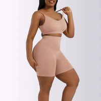 Mandotos ladies' curve-enhancing shaper bodysuit shown on a model, smooths and supports the body for a flattering silhouette.