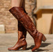 Ladies High Heel Ethnic Embroidered Over Knee Boots - MANDOTOS