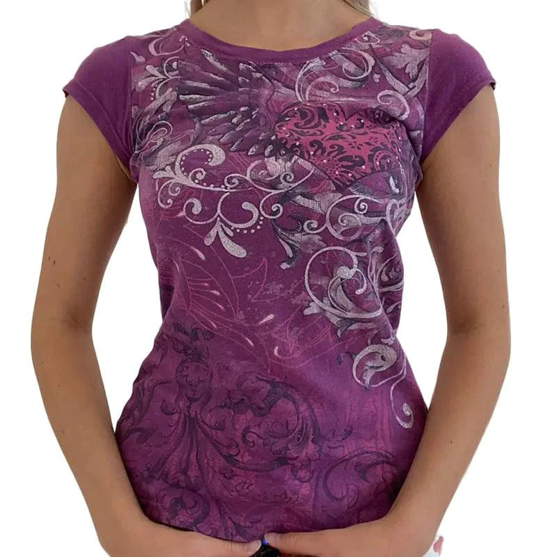 Ladies' Retro Print Crop Tee - MANDOTOS