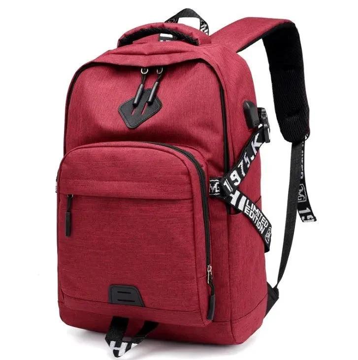Mandotos laptop backpack with USB charging port, featuring multiple compartments and padded straps for comfortable carrying.