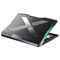 Mandotos foldable laptop radiator cooling base with adjustable height and multiple vents for improved airflow.