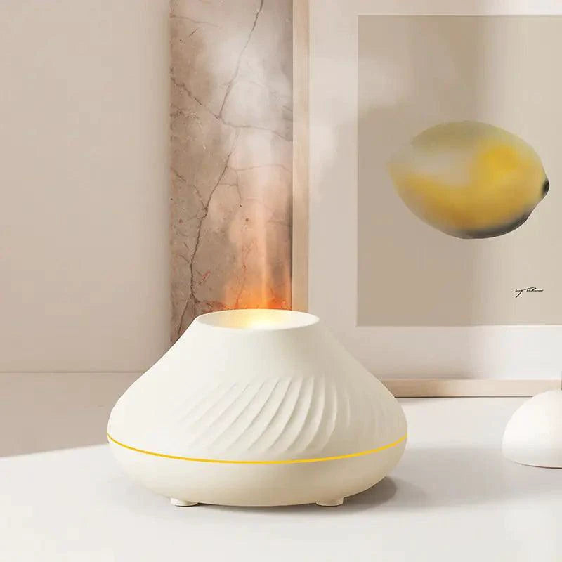 Mandotos Lava Glow Essential Oil Nebulizer emitting a soft glow, designed for aromatic mist diffusion and ambiance.