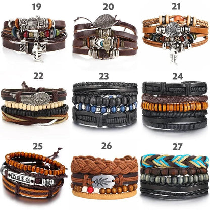 Layered Leather Charm Bracelet - MANDOTOS