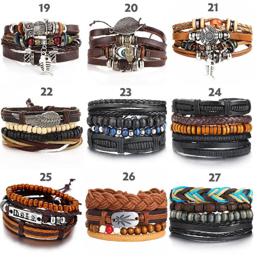 Layered Leather Charm Bracelet - MANDOTOS