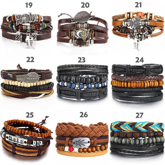 Layered Leather Charm Bracelet - MANDOTOS