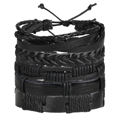 Layered Leather Charm Bracelet - MANDOTOS