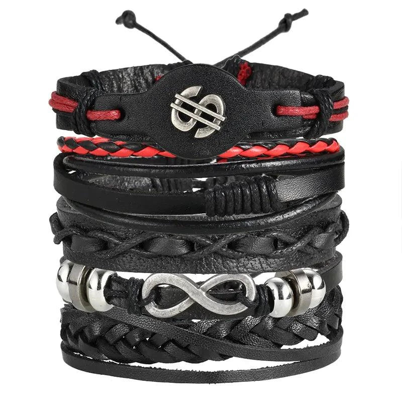Layered Leather Charm Bracelet - MANDOTOS