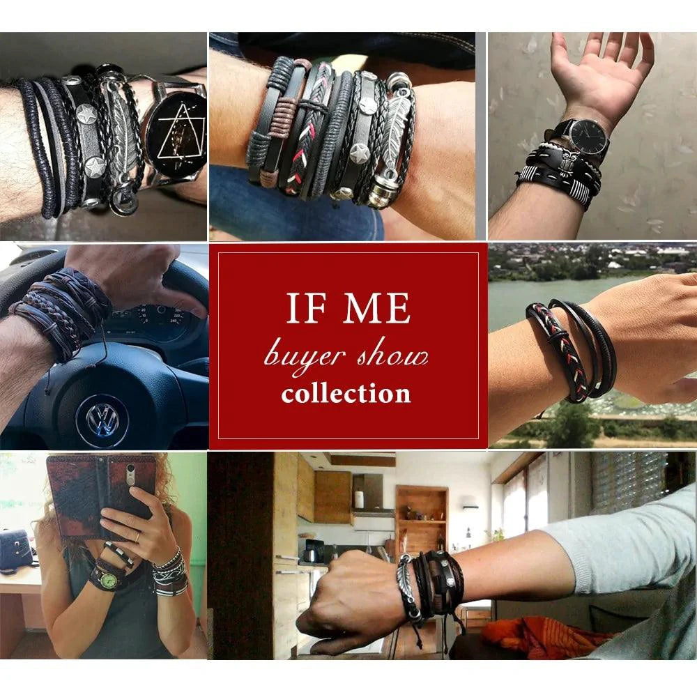Layered Leather Charm Bracelet - MANDOTOS