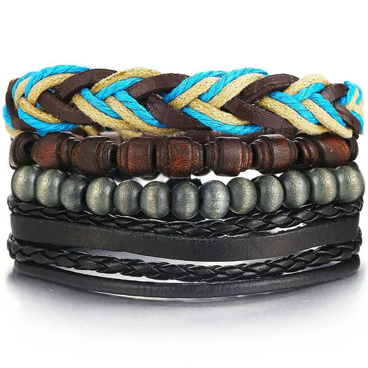 Layered Leather Charm Bracelet - MANDOTOS