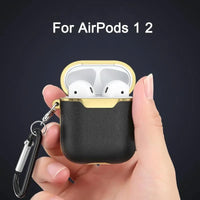 Mandotos leather case for AirPods, stylish protective cover with a smooth leather finish, designed to fit AirPods securely.