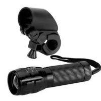 Mandotos LED bike lights with 3 modes, compact design, mounted on a bicycle for visibility and safety during night riding.
