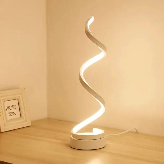 Mandotos LED Elegance Spiral Desk Light with sleek design and adjustable arm, ideal for workspace illumination.