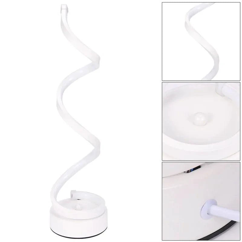 Mandotos LED Elegance Spiral Desk Light with sleek design and adjustable arm, providing focused illumination for work or study.