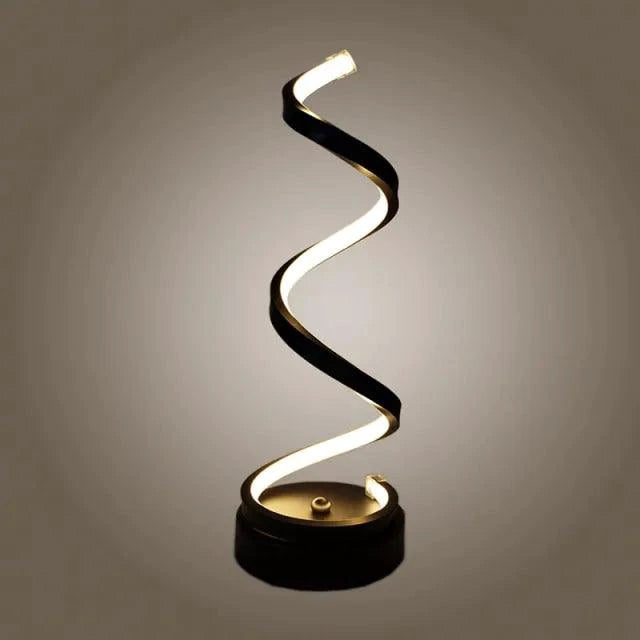 Mandotos LED Elegance Spiral Desk Light with adjustable brightness and modern spiral design on a desk.