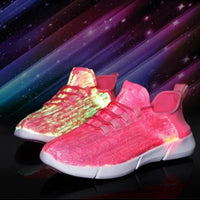 Mandotos LED fiber optic shoes with illuminated soles, colorful light-up footwear for stylish and vibrant fashion.