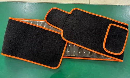 Mandotos LED infrared belt therapy device showing a black belt with LED lights designed for pain relief and muscle recovery.