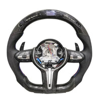 Mandotos LED performance steering wheel with illuminated accents, sports grip, and sleek design for racing or custom vehicles.