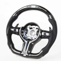 Mandotos LED Performance Steering Wheel with illuminated accents and sporty design for enhanced driving experience.