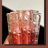 Mandotos long-lasting lip gloss with moisturizing, waterproof formula and mirror-like finish, applied on lips for a shiny look.