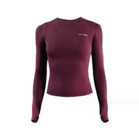 Mandotos long sleeve yoga shirt for women, athletic sport top in comfortable jersey fabric, ideal for gym, running, and fitness activities.