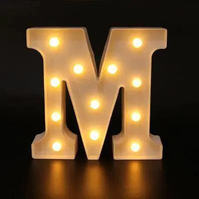 Mandotos luminous letter lights spelling out words, decorative LED alphabet letters for room decor and ambiance.