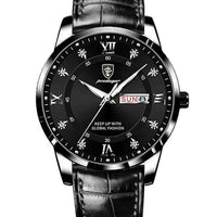 Mandotos luminous men's waterproof dual calendar watch showing time, date, and luminous dial in a close-up view.