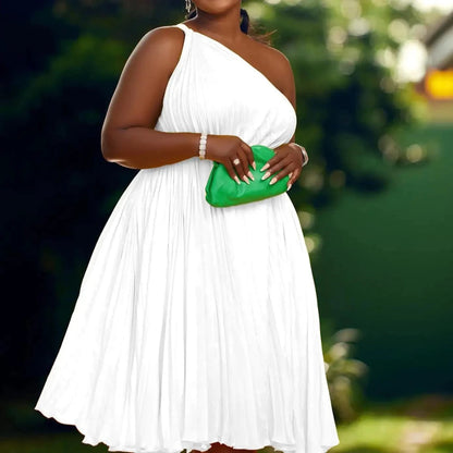 Elegant Ruffle Pleated Midi Dress - MANDOTOS