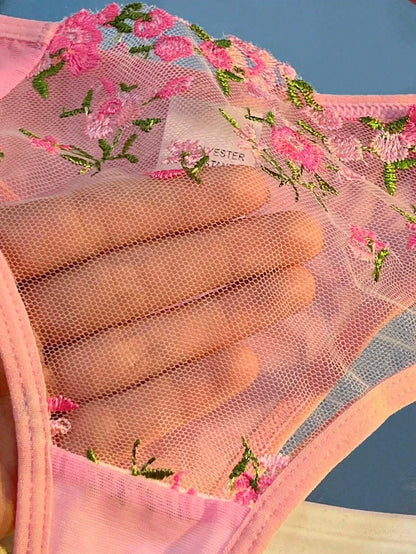 Round Up Night Beautiful Sexy Women 2 Piece Floral Embroidery Underwear Sexy Erotic Lingerie Underwear Lenceria Sexy Sets - MANDOTOS