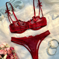 Mandotos Luxe Lingerie floral embroidery 2-piece set featuring delicate lace and elegant design for confident, alluring women.