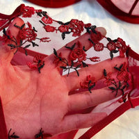 Mandotos Luxe Lingerie floral embroidery 2-piece set featuring delicate lace and elegant design for confident, alluring women.