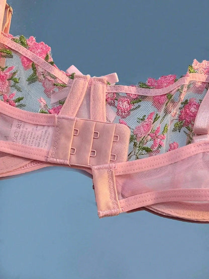 Round Up Night Beautiful Sexy Women 2 Piece Floral Embroidery Underwear Sexy Erotic Lingerie Underwear Lenceria Sexy Sets - MANDOTOS