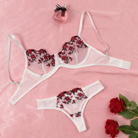 Mandotos Luxe Lingerie floral embroidery 2-piece set featuring delicate lace and elegant design for confident, alluring women.