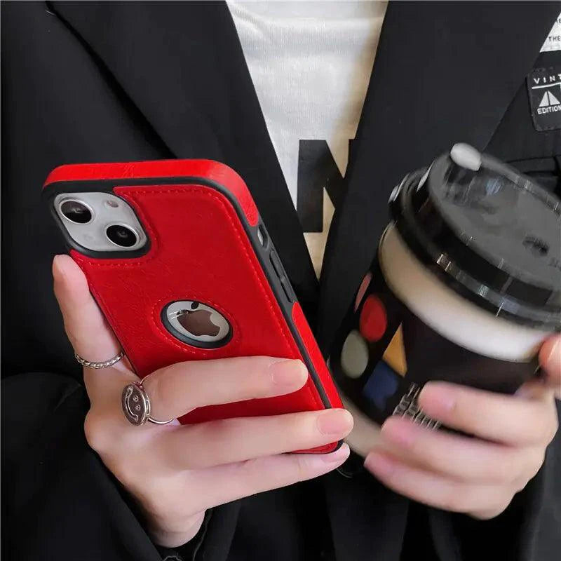 Luxurious leather sleeve by MANDOTOS featuring smooth texture and sleek design, ideal for protecting and stylishly carrying your device.