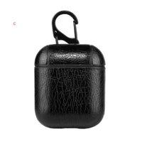 Luxury Leather AirPods Protector by MANDOTOS, showcasing sleek black leather case with precise cutouts for easy access.