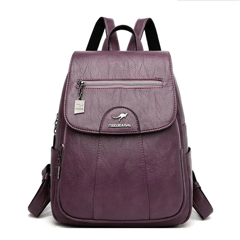 Mandotos luxury embossed leather backpack with stylish design, top handle, and adjustable straps on a neutral background.