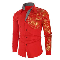 Mandotos luxury gold and black men's slim fit long sleeve shirt, stylish and modern for formal or casual wear