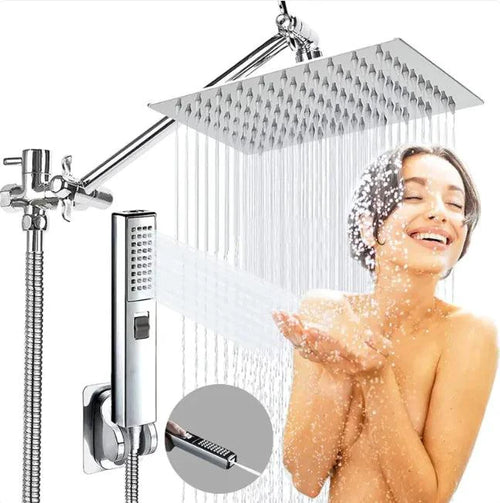 Mandotos luxury stainless steel multifunction shower set with adjustable showerhead and handheld spray for modern bathroom use