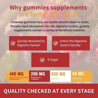 Magnesium Glycinate Gummies - Calm, Relieves Stress, Promotes Sleep, Support Memory, Concentration & Muscle Spasms - 120pcs MANDOTOS
