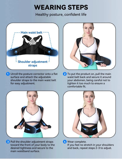 Mandotos Adjustable Back Posture Corrector Belt For Men And Women Relieves Pain Prevents Slouching - MANDOTOS