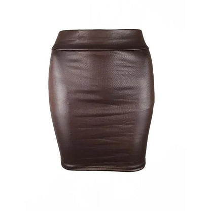 Mandotos Black Imitation Leather Pencil Mini Skirt High Waist Korean Fashion Women Wholesale Summer - MANDOTOS