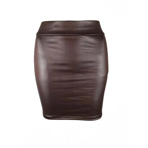 Mandotos black imitation leather high-waist mini pencil skirt, Korean fashion for women, summer style, casual and trendy look