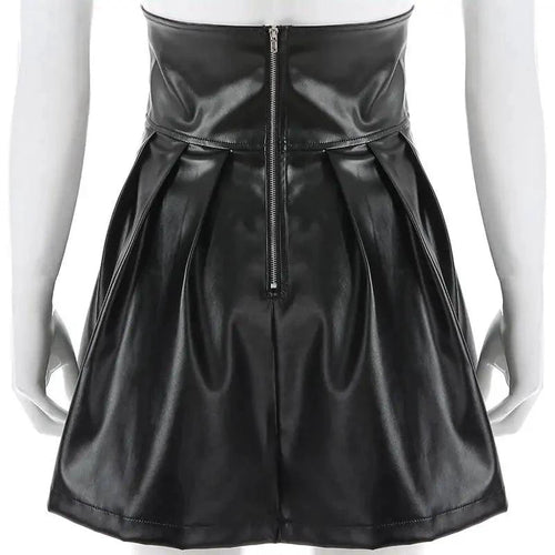 Mandotos Black Leather Lace-Up Skirt - MANDOTOS